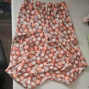 Flowered Pants Stretchy Size 10/12 Rust Pink Blue White SHOSHO BRAND
